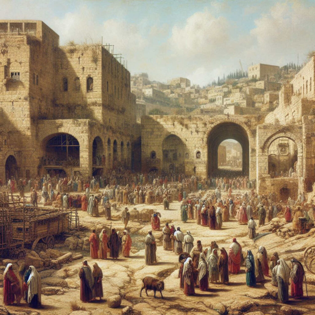 Das historische Jerusalem, animiert durch eine KI, Bing Image Creator, prompted by Michael Voß