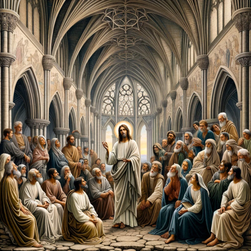 Jesus erzählt über den Glauben, DALL·E, prompted by Michael Voß