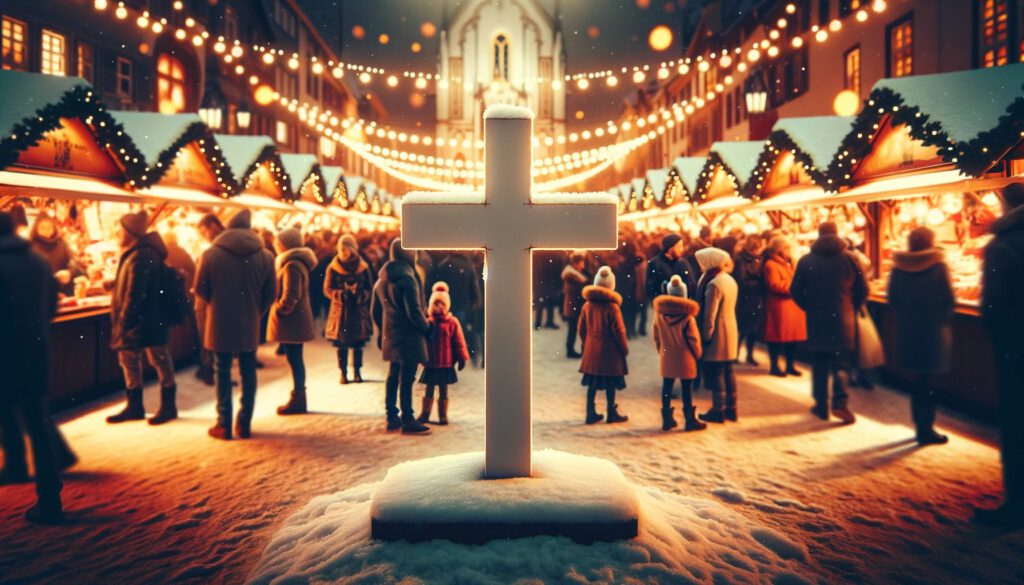 Der Weihnachtsmarkt feiert den Geburtstag Jesu Christi, DALL·E, prompted by Michael Voß