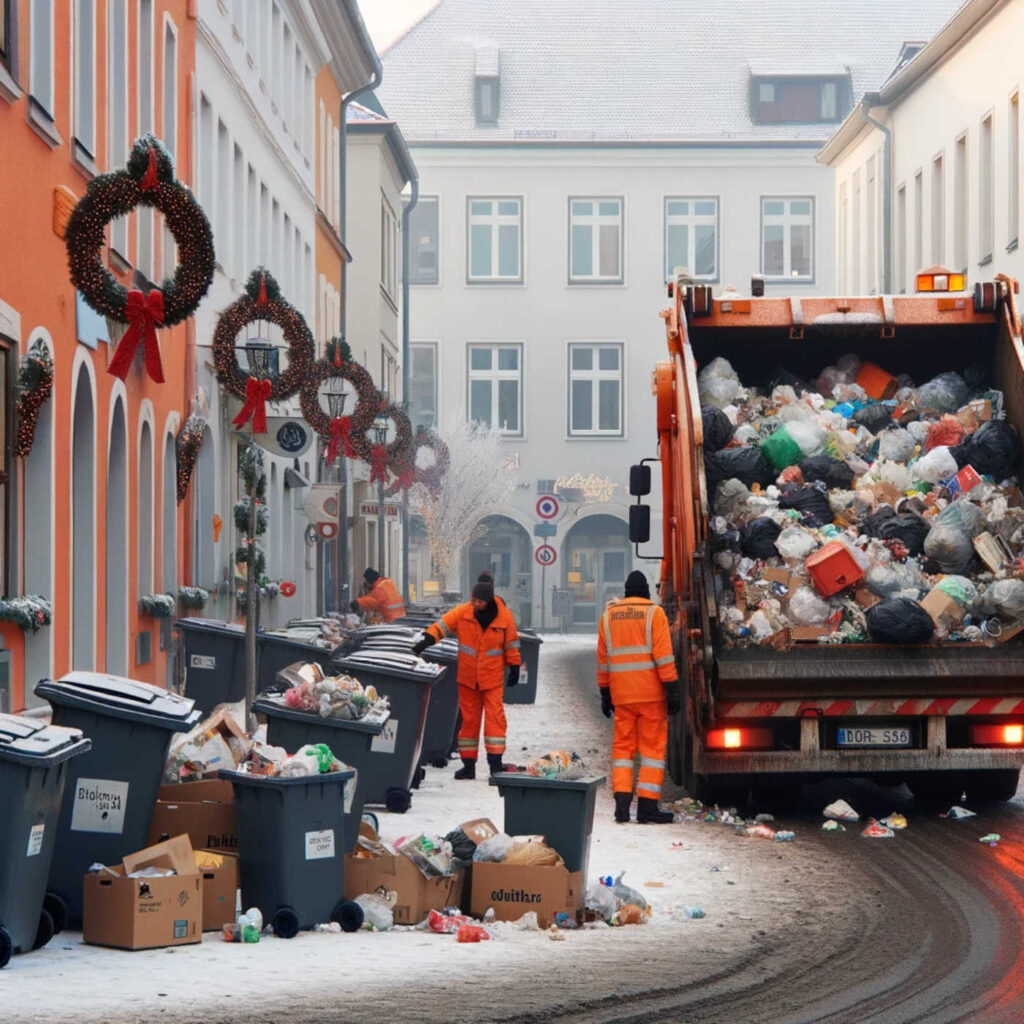 Müllabfuhr nach Weihnachten, DALL·E, prompted by Michael Voß