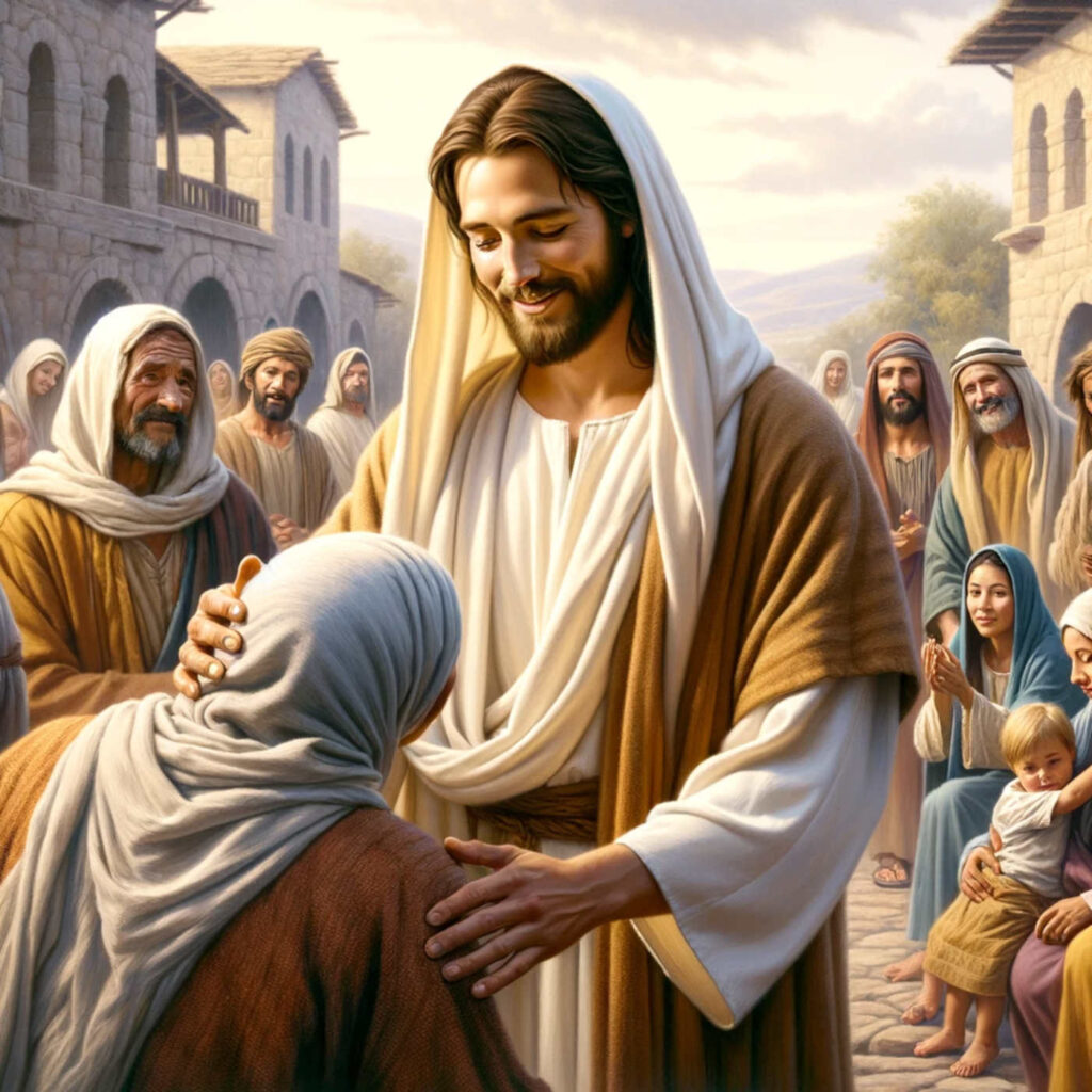 Jesus tröstet Menschen, DALL·E, prompted by Michael Voß