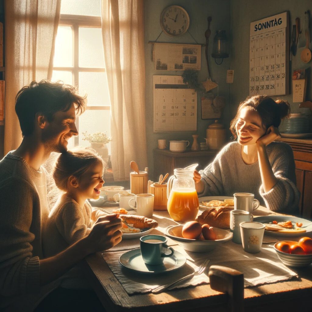 Familie beim Sonntagsfrühstück, DALL·E, prompted by Michael Voß
