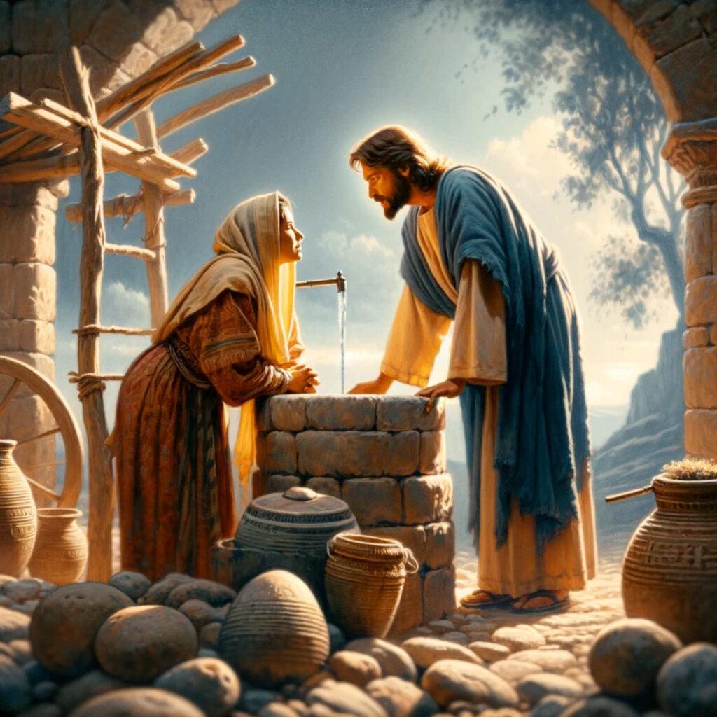 Jesus mit der samaritanischen Frau am Jakobsbrunnen, DALL·E, prompted by Michael Voß