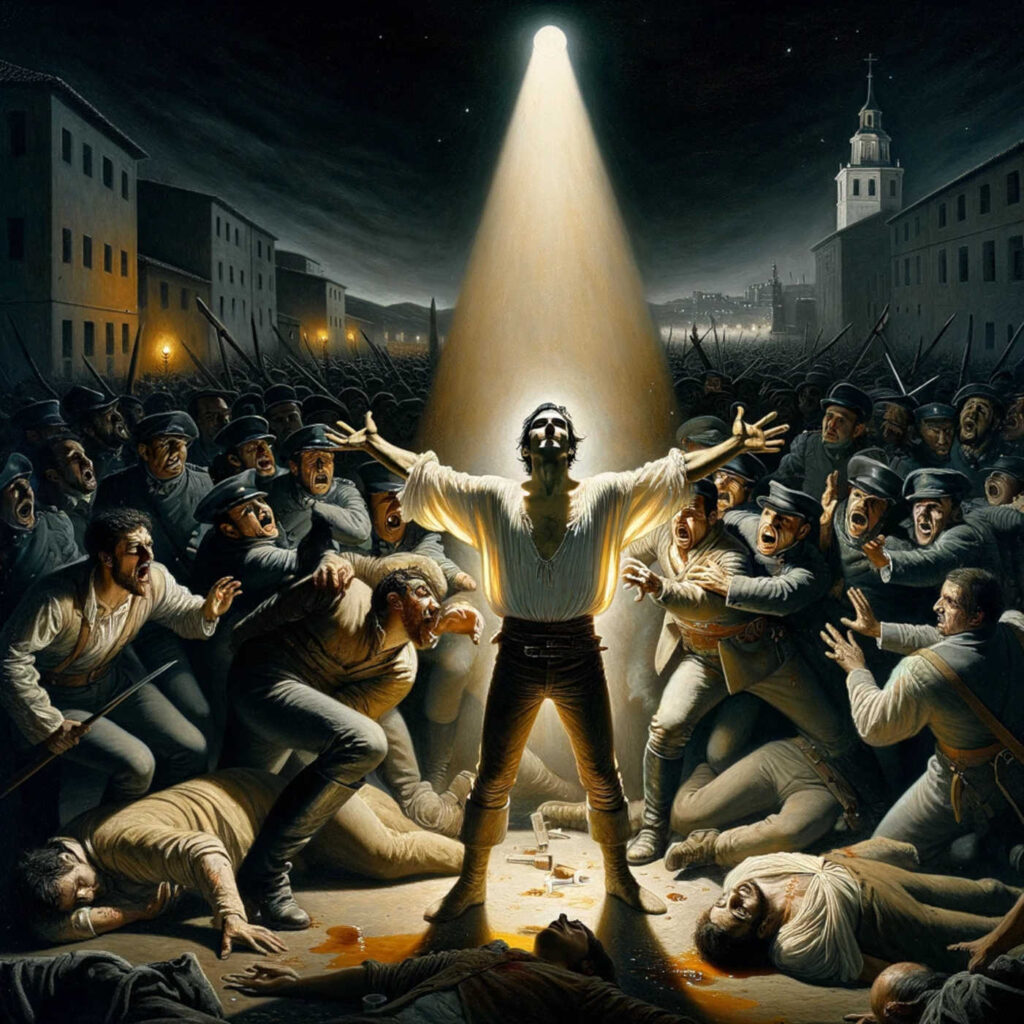 Eine modernes Bildnis, inspiriert von Francisco Goyas "Der dritte Mai 1808", DALL·E, prompted by Michael Voß