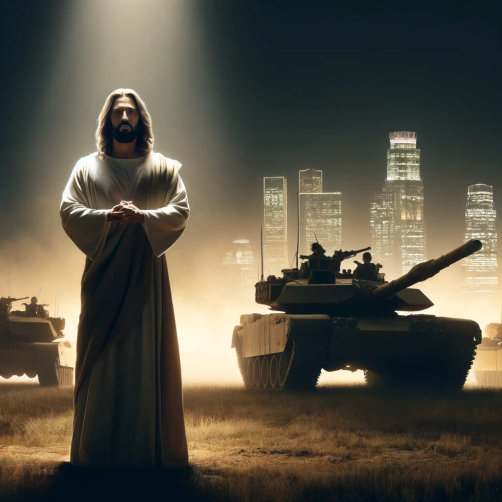 Jesus ist Frieden, nicht Krieg - DALL·E, prompted by Michael Voß