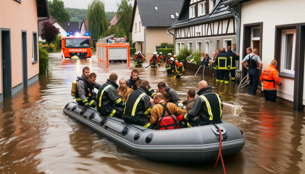 Rettungseinsatz im Hochwasser (Themenbild), DALL·E, prompted by Michael Voß