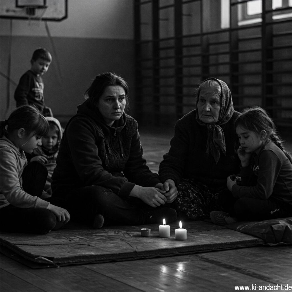 Ukrainische FlĂĽchtlinge in einer Turnhalle, Imagen 3, prompted by Michael VoĂź