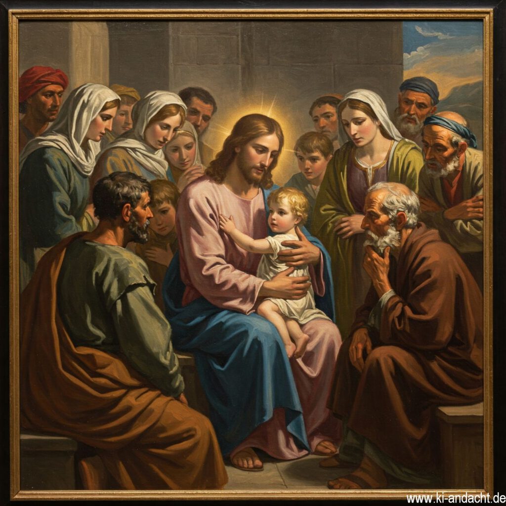 Jesus mit einer Gruppe von Menschen verschiedenen Alters, Imagen 3, prompted by ChatGPT 4o