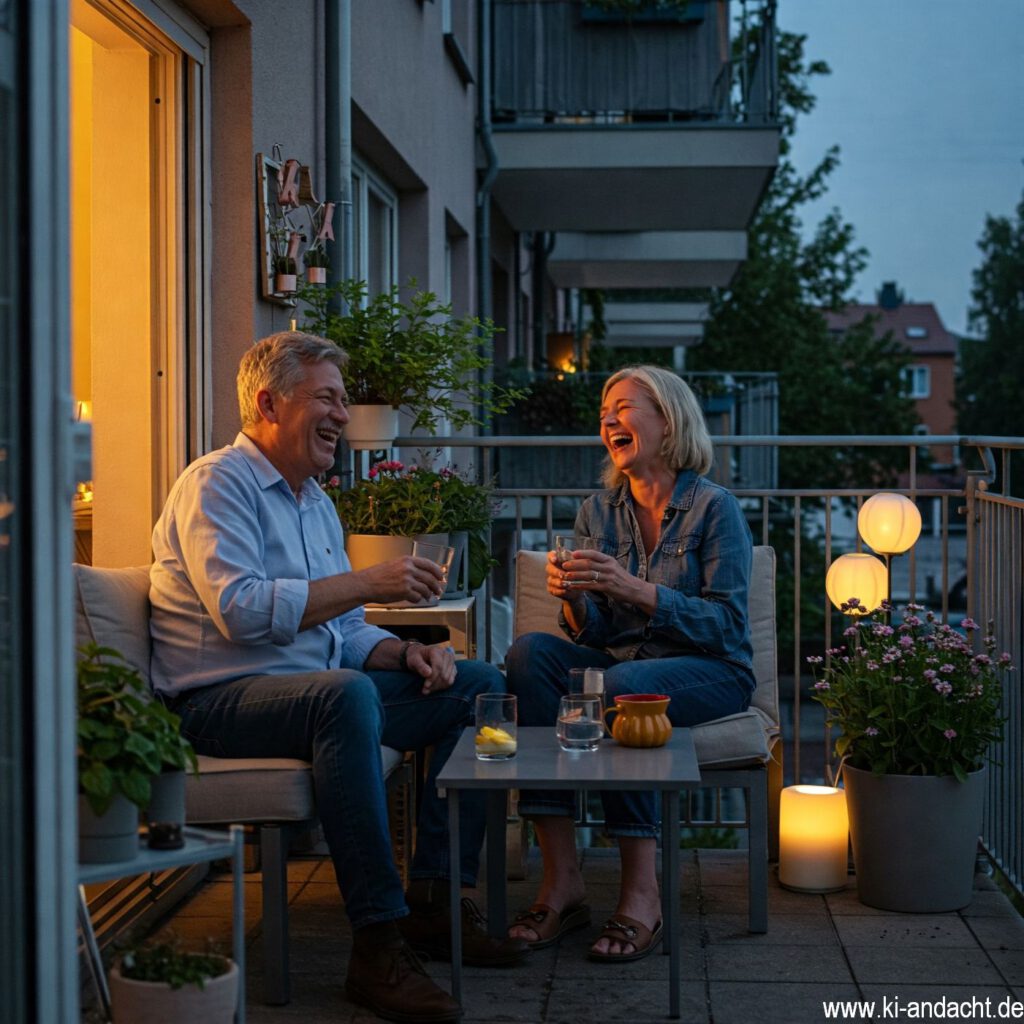 Ehepaar in entspannter Stimmung auf dem Balkon, Imagen 3, prompted by ChatGPT 4o
