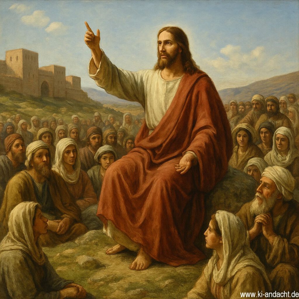 Jesus hält seine Bergpredigt, Sora, prompted by Michael Voß