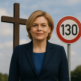 Julia Klöckner steht zwischen Tempolimit und Kirche, Sora, prompted by Michael Voß