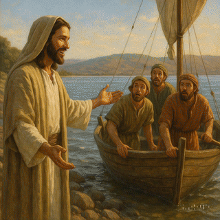 Jesus am Seeufer, Sora, prompted by ChatGPT 4o