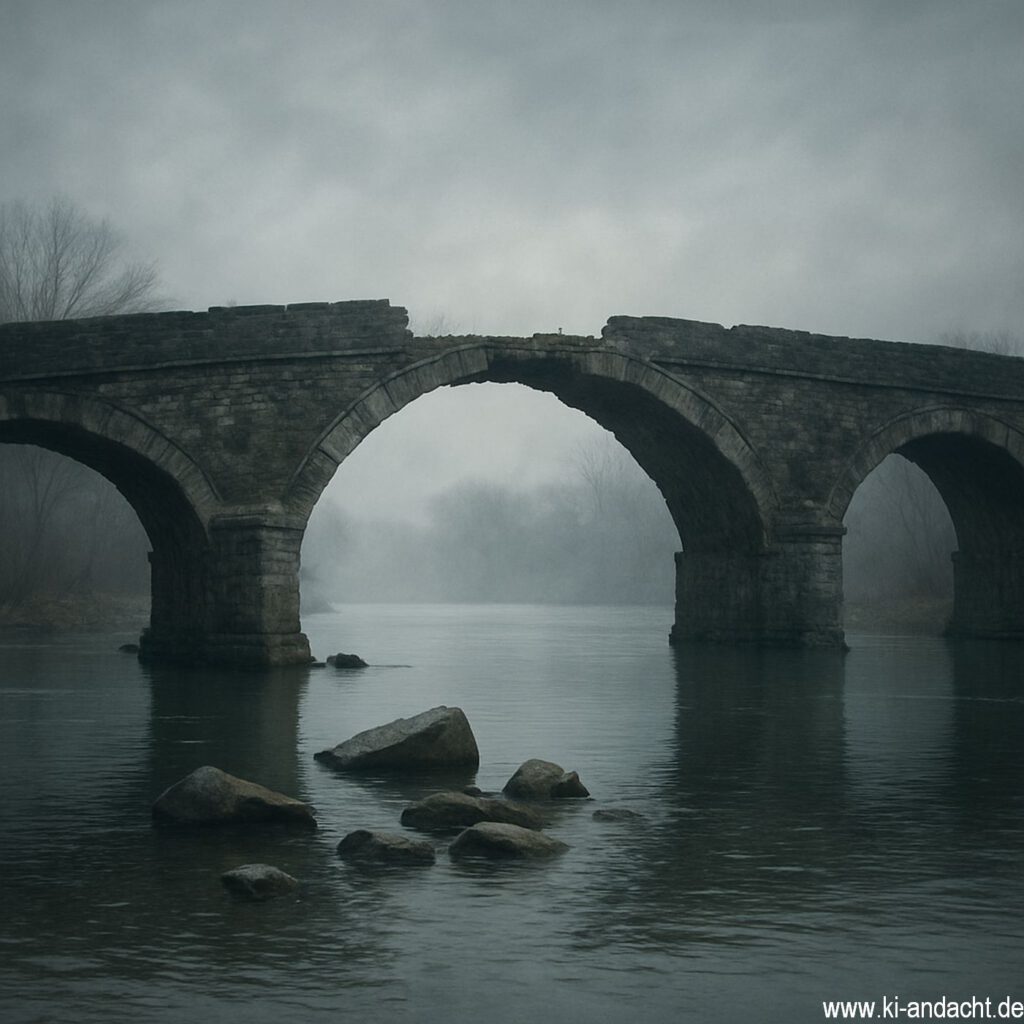 Verfallene Steinbrücke im Nebel, Sora, prompted by ChatGPT 4o