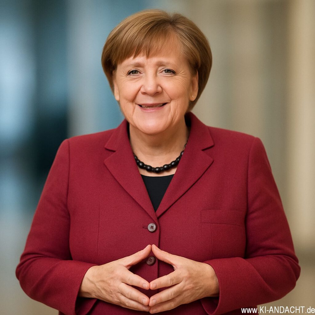 Angela Merkel äußerte sich relativ selten zu ihrem privaten Glauben (das Bild wurde von einer KI erstellt), Sora, prompted by Michael Voß