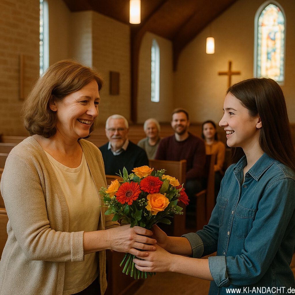 Blumen in der Kirche, Sora, prompted by ChatGPT