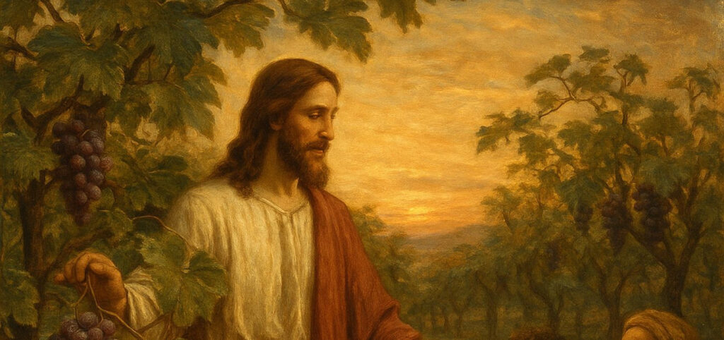 Jesus im Weinberg, Sora, prompted by ChatGPT