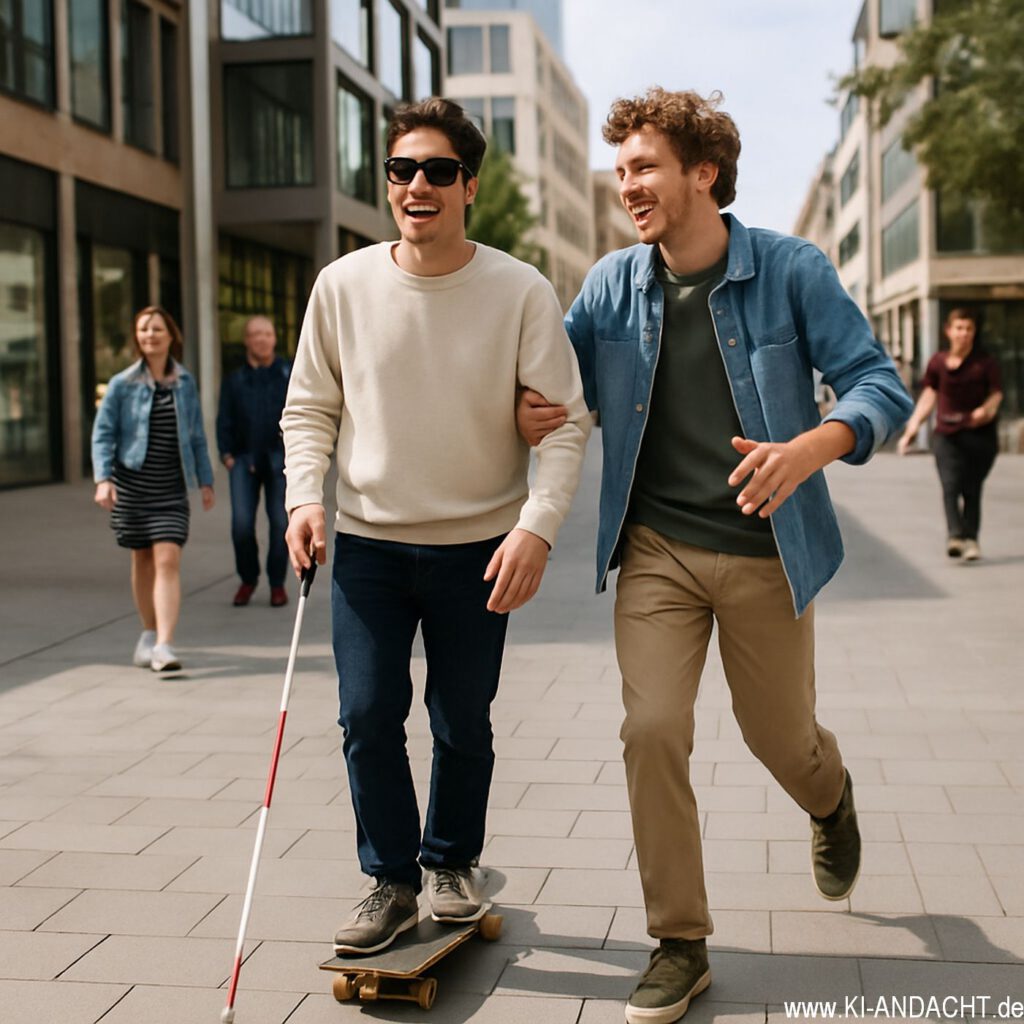 , Sora, promBlinder Skateboardfahrt mit Freund, Sora, prompted by ChatGPTpted by ChatGPT