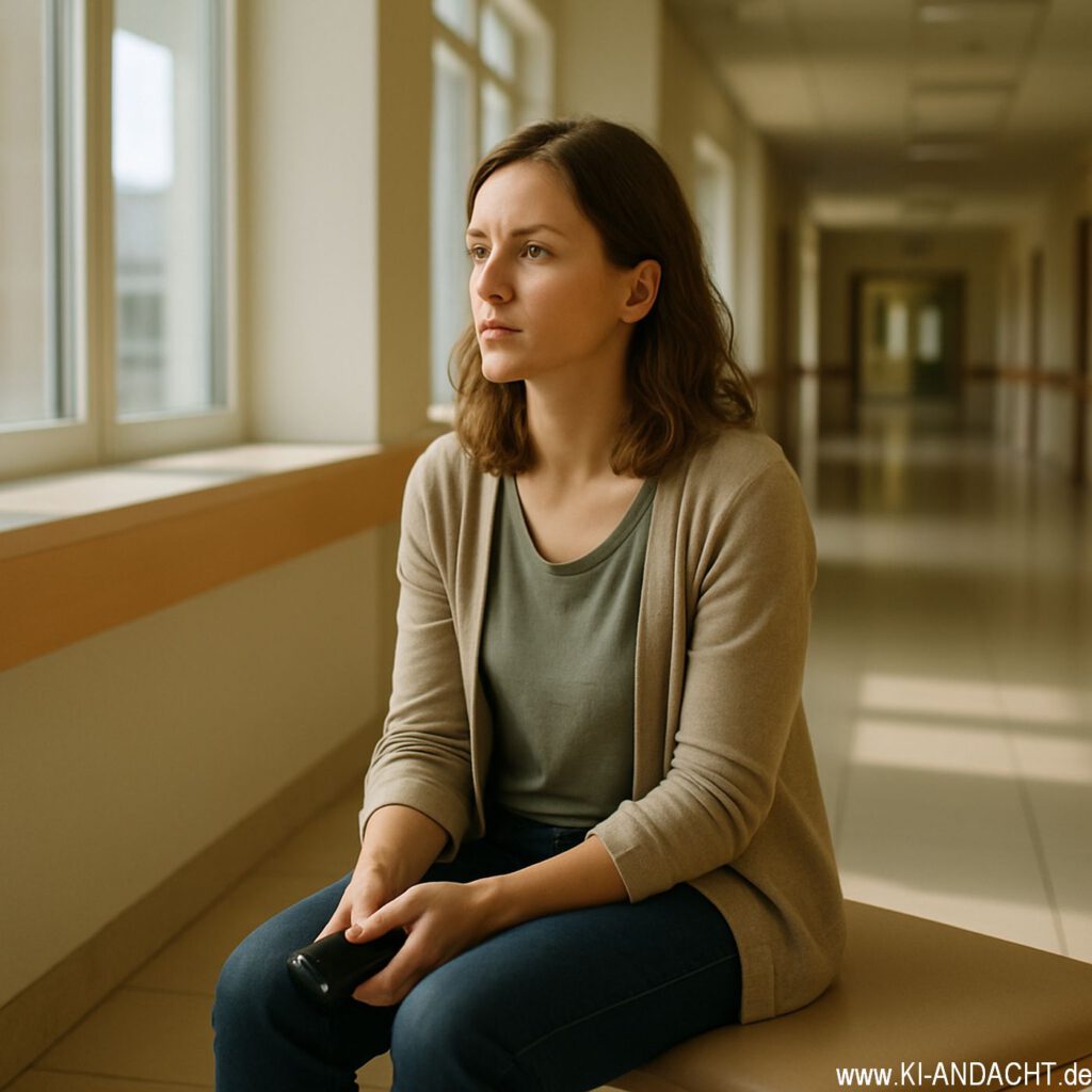 Wartende Frau im Krankenhaus, Sora, prompted by ChatGPT