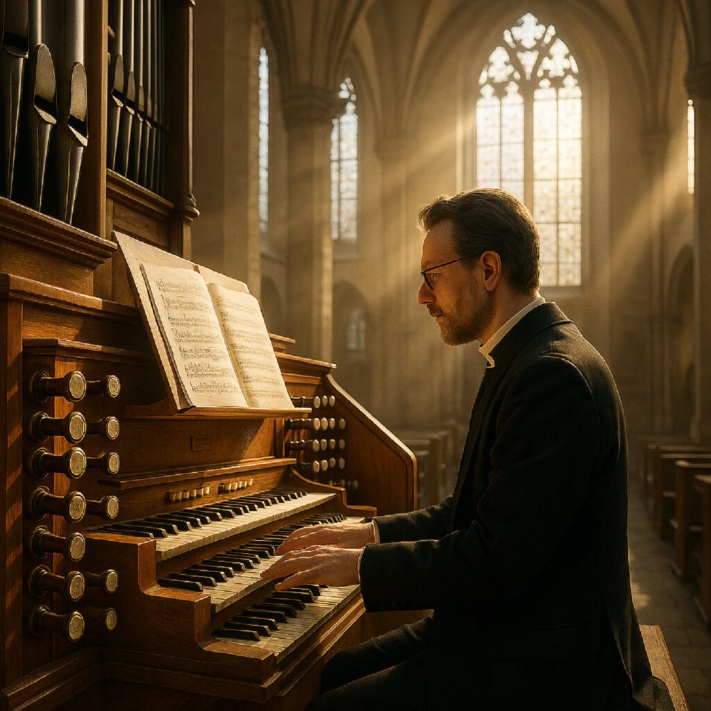 Kantor spielt Bach in der Leipziger Thomaskirche, Sora, prompted by ChatGPT