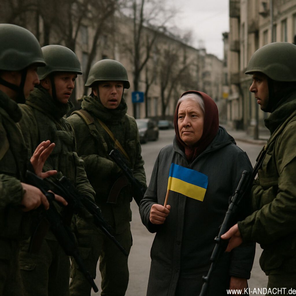 Mutige Frau in Cherson (Themenbild erstellt durch KI), Sora, prompted by ChatGPT