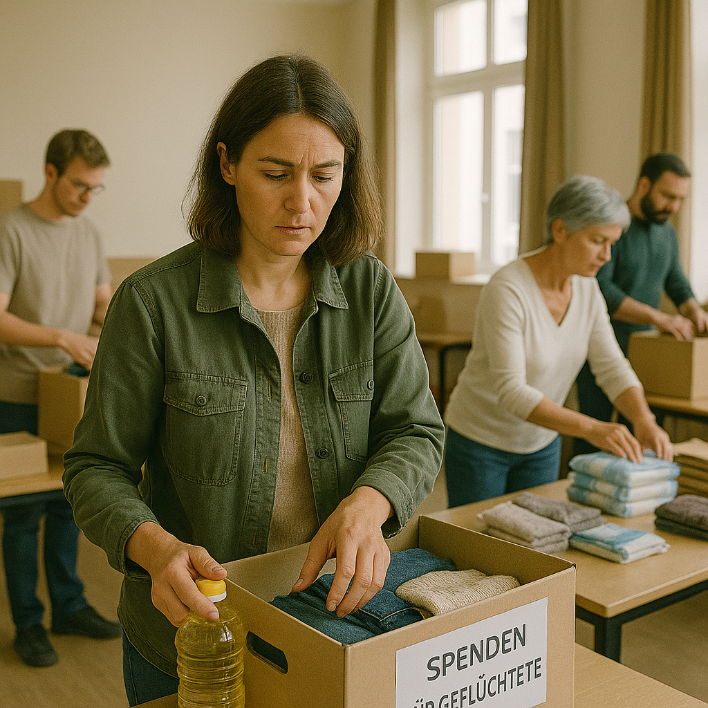 Spenden für Geflüchtete, prompted by ChatGPT