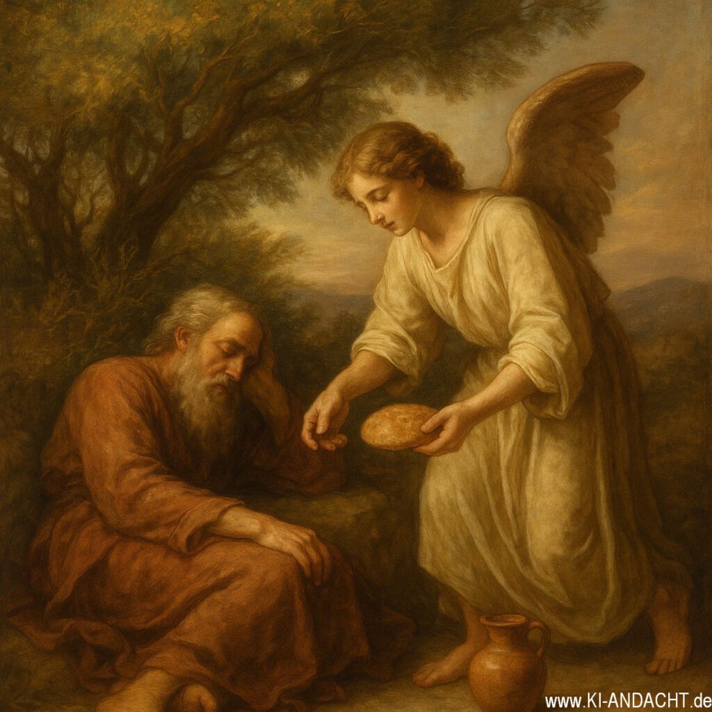 Elia und der Engel, Sora, prompted by ChatGPT