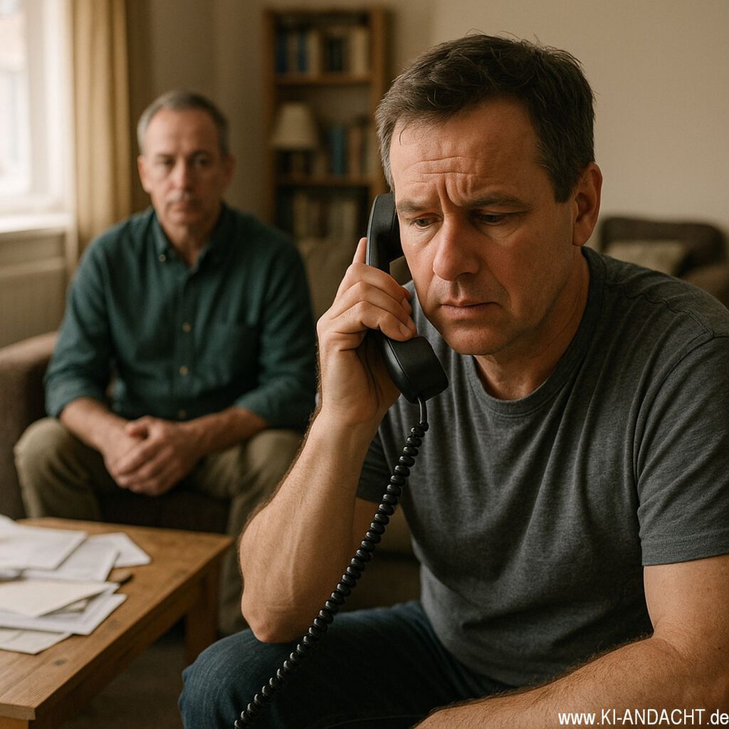 Telefonseelsorge im Wohnzimmer, Sora, prompted by ChatGPT