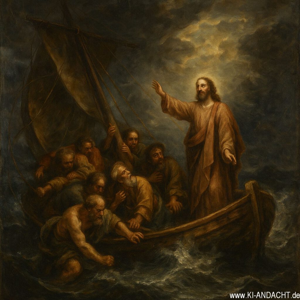 Jesus beruhigt den Sturm, Sora, prompted by ChatGPT