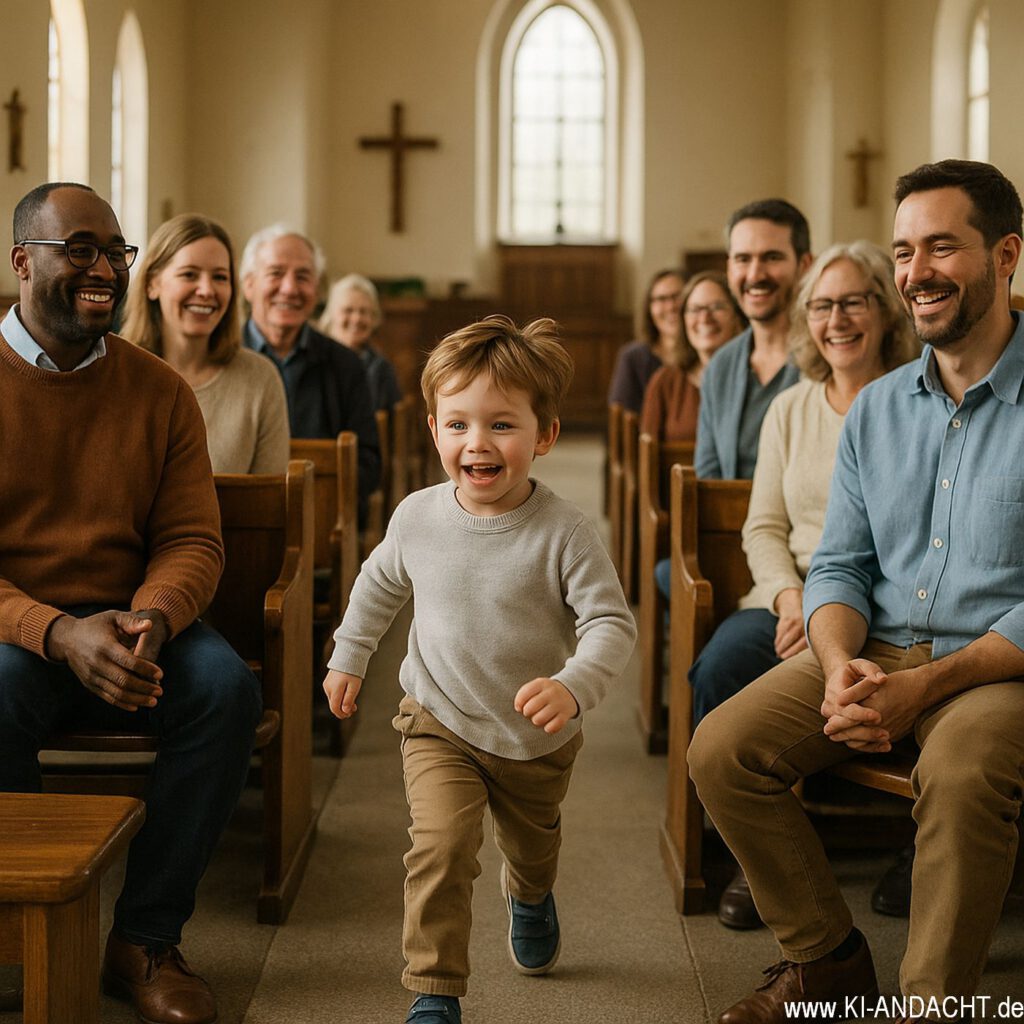 Kinderglück im Gottesdienst, Sora, prompted by ChatGPT