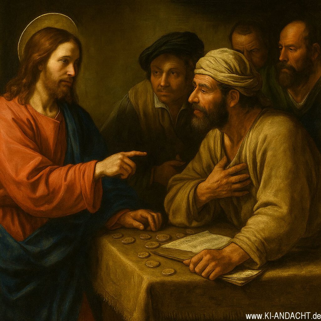 Jesus ruft Matthäus, Sora, prompted by ChatGPT