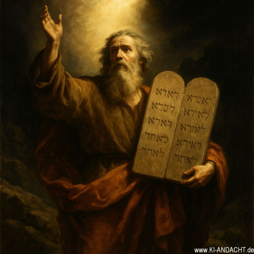 Mose auf dem Sinai mit den Gebotstafeln, Sora, prompted by ChatGPT