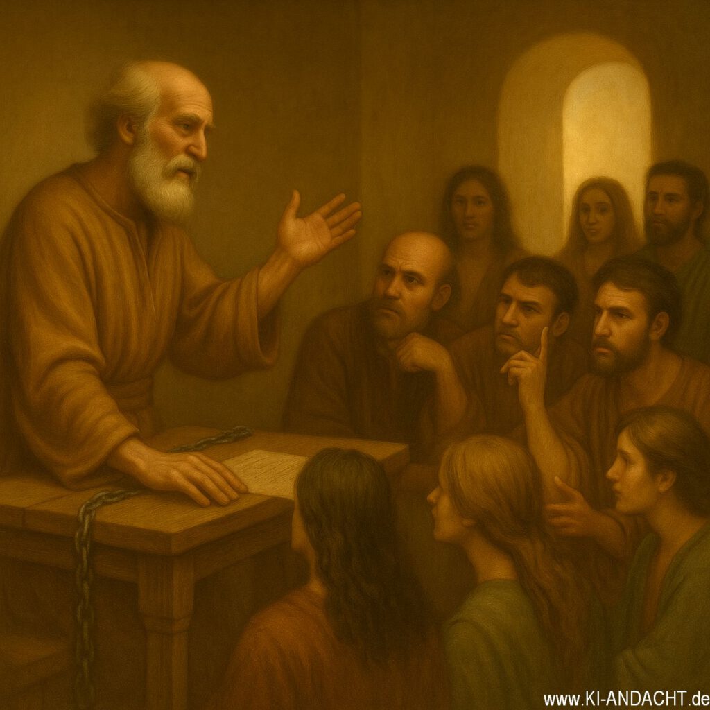 Paulus in Hauskirche, Sora, prompted by ChatGPT