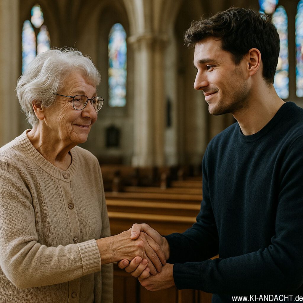 Vergebung in der Kirche, Sora, prompted by ChatGPT