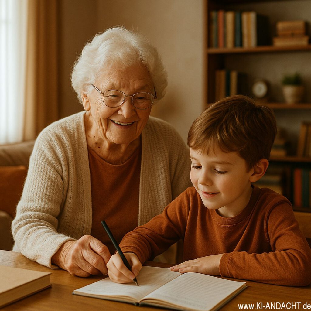 Hausaufgabenhilfe im Wohnzimmer, Sora, prompted by ChatGPT