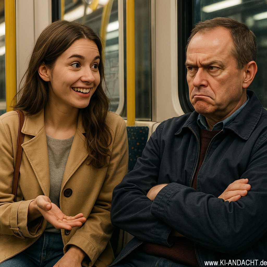 Freundliche U-Bahn Begegnung, Sora, prompted by ChatGPT