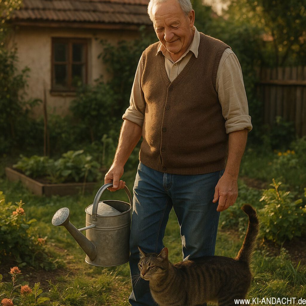 Gartenmoment mit Katze, Sora, prompted by ChatGPT