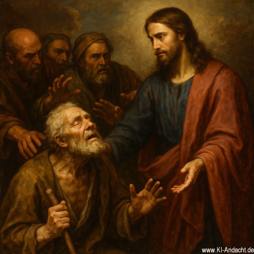 Bartimäus und Jesus, Sora, prompted by ChatGPT