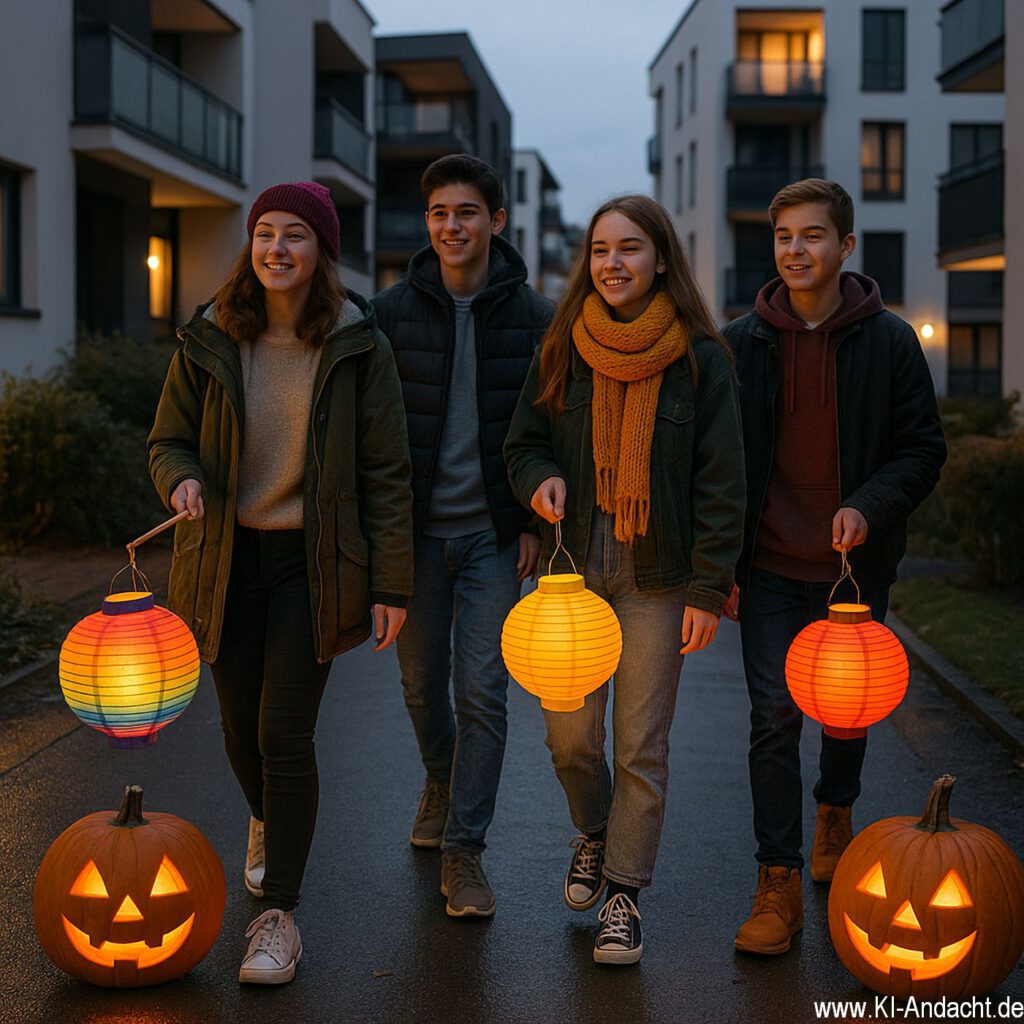 Laternenumzug in der Siedlung, Sora, prompted by ChatGPT