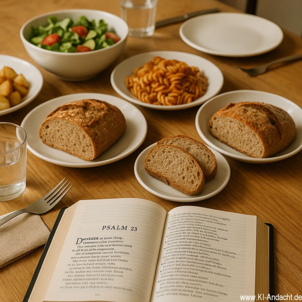 Gedeckter Tisch mit Bibel, Sora, prompted by ChatGPT