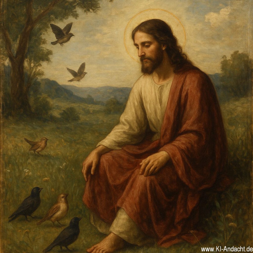 Jesus und die Vögel, Sora, prompted by ChatGPT