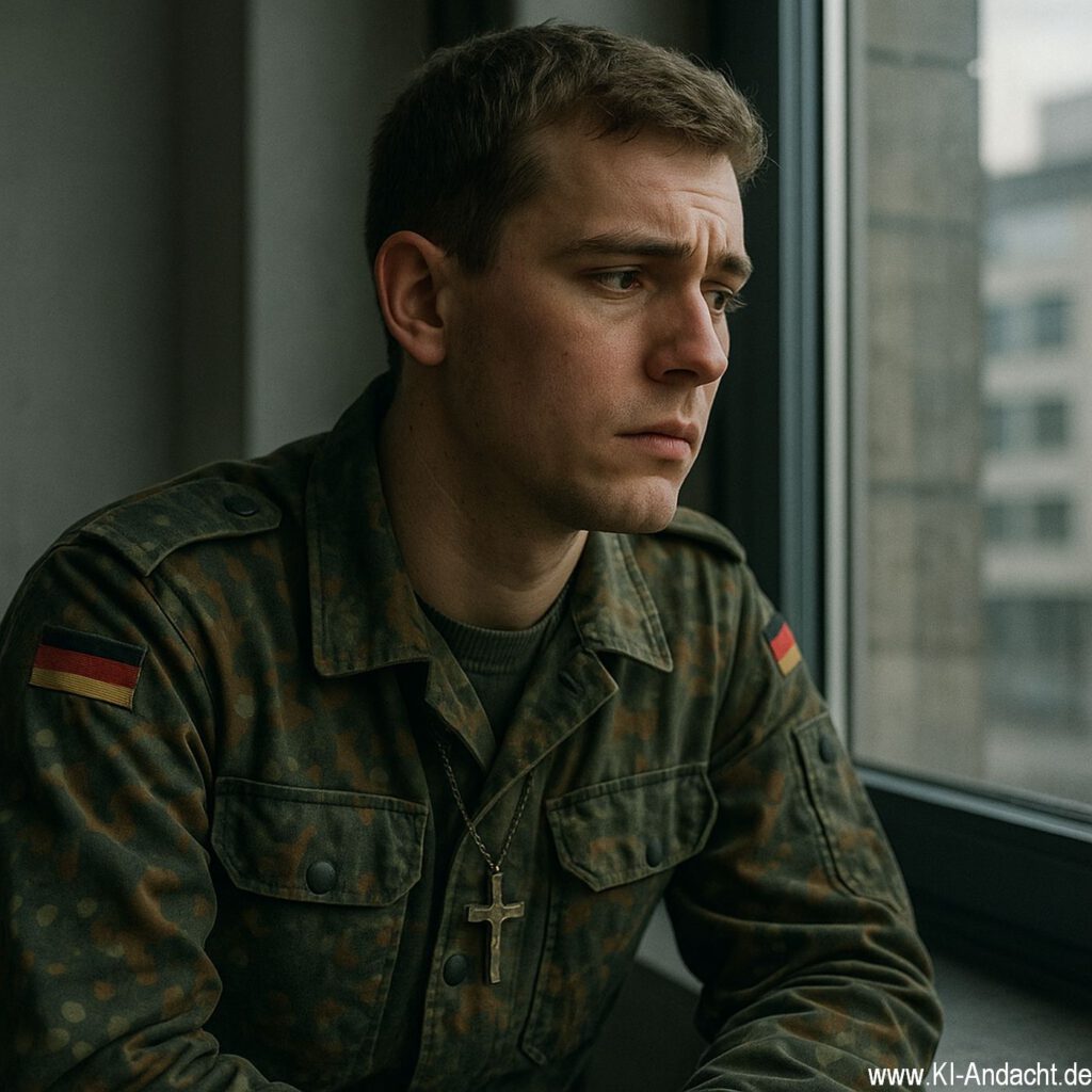 Nachdenklicher Soldat, Sora, prompted by ChatGPT