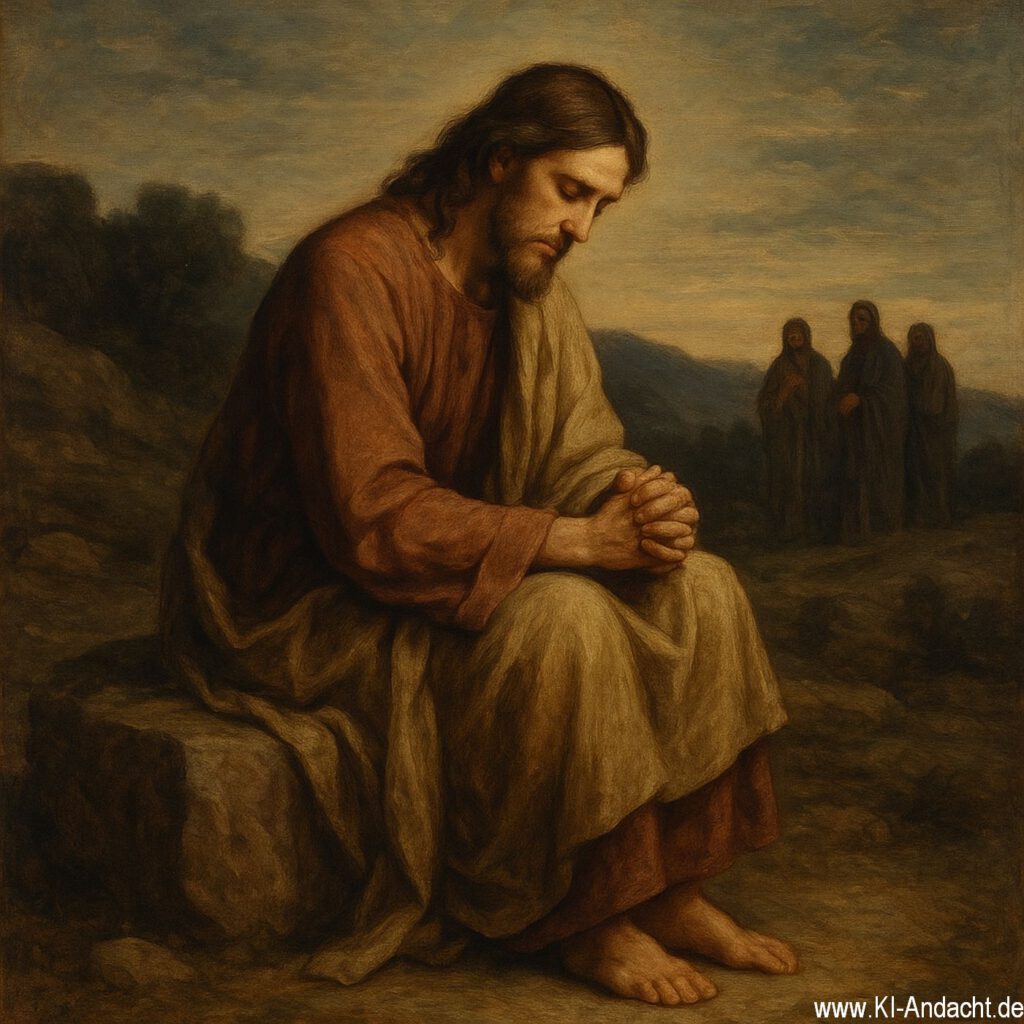 Betender Jesus am Felsen, Sora, prompted by ChatGPT