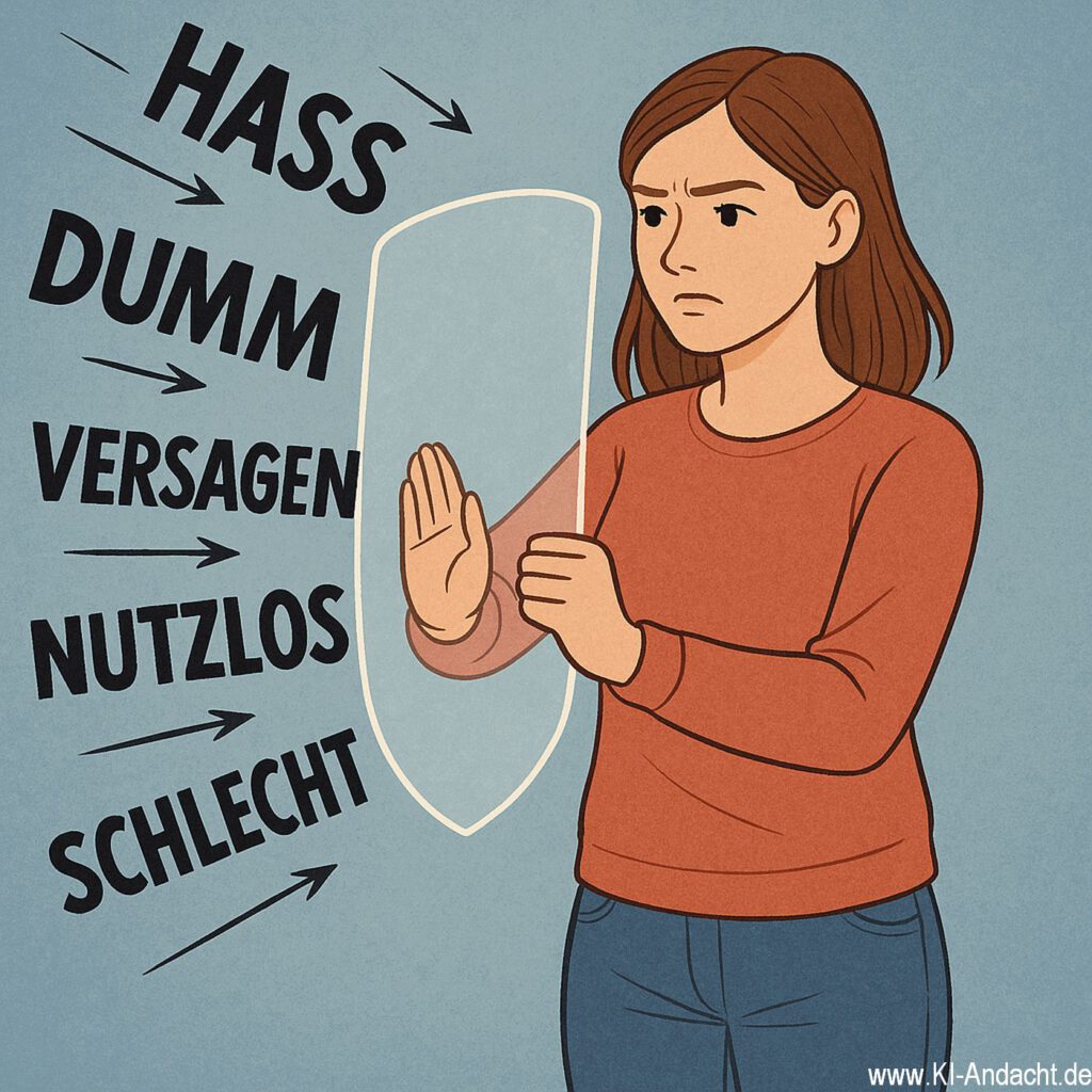 Schutzschild gegen Worte, Sora, prompted by ChatGPT