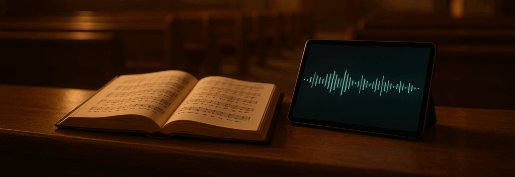 Altes und Neues vereint in der Kirchenmusik, Sora, prompted by ChatGPT