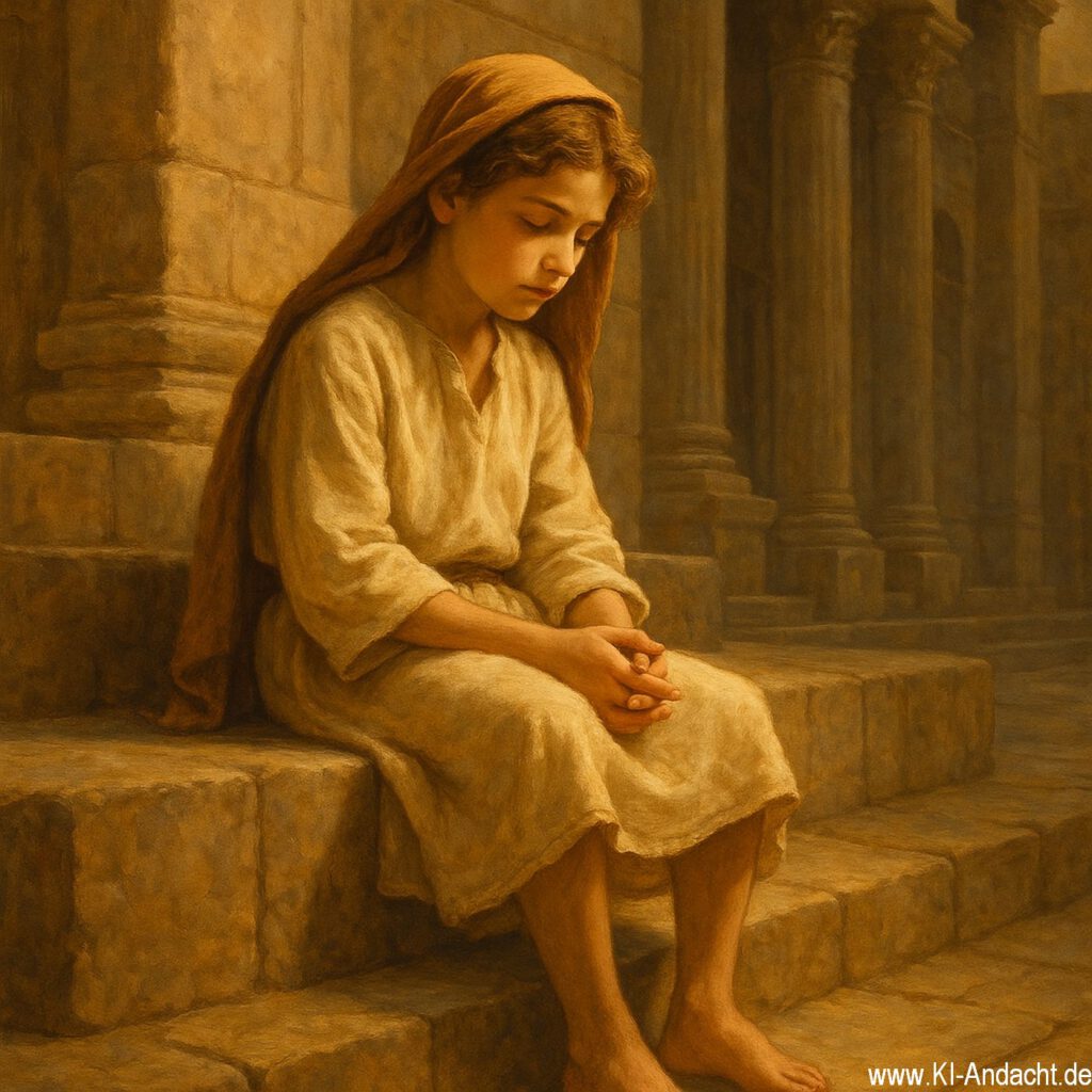 Nachdenklicher Jesus im Tempel, Sora, prompted by ChatGPT