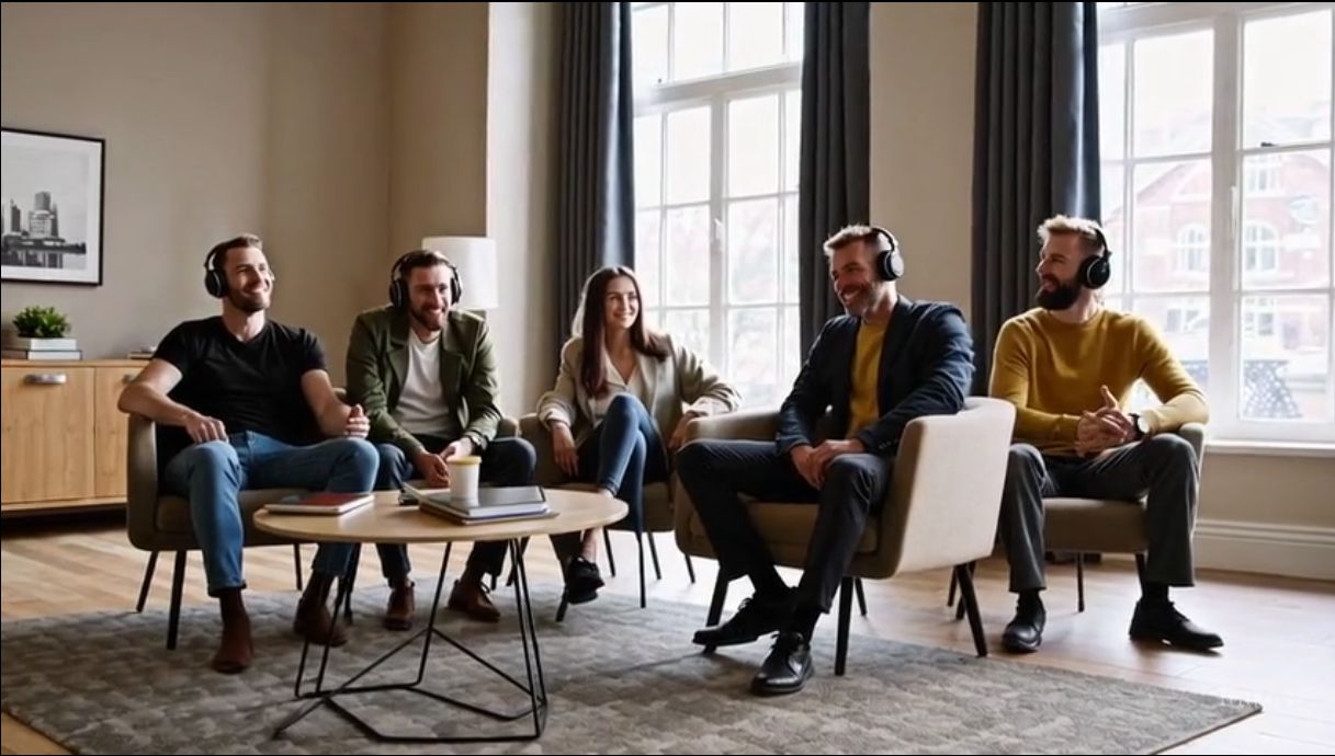 Podcast-Hörer, Sora, prompted by ChatGPT