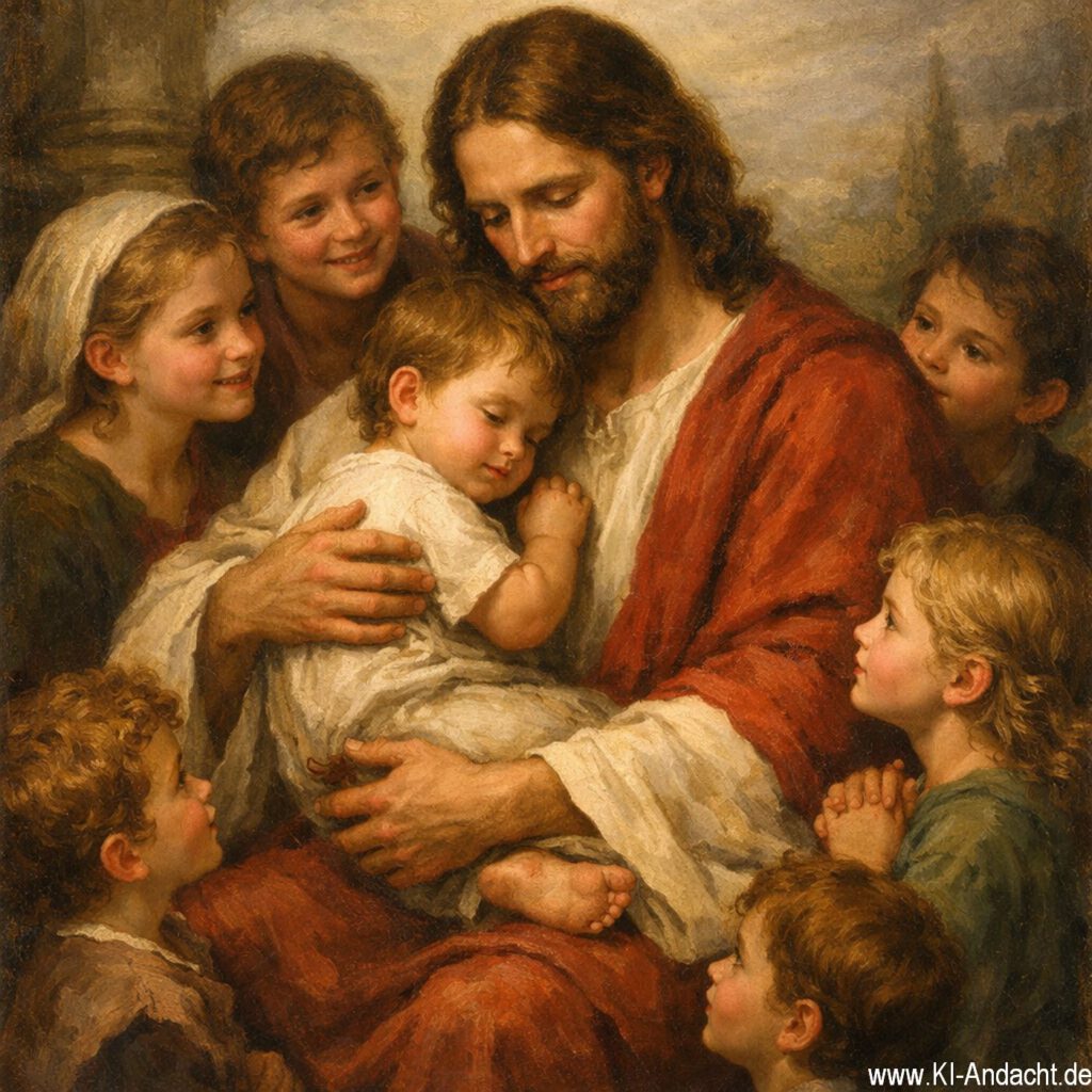 Jesus und die Kinder, Sora, prompted by ChatGPT