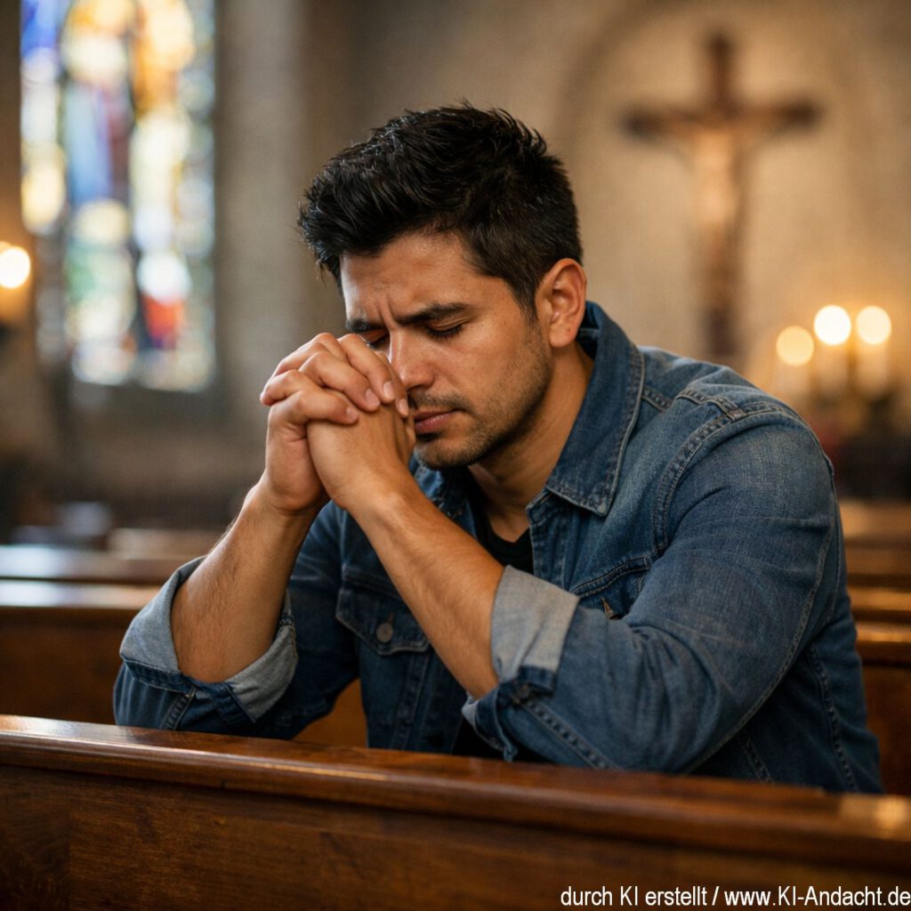 Betender junger Mann, Sora, prompted by ChatGPT