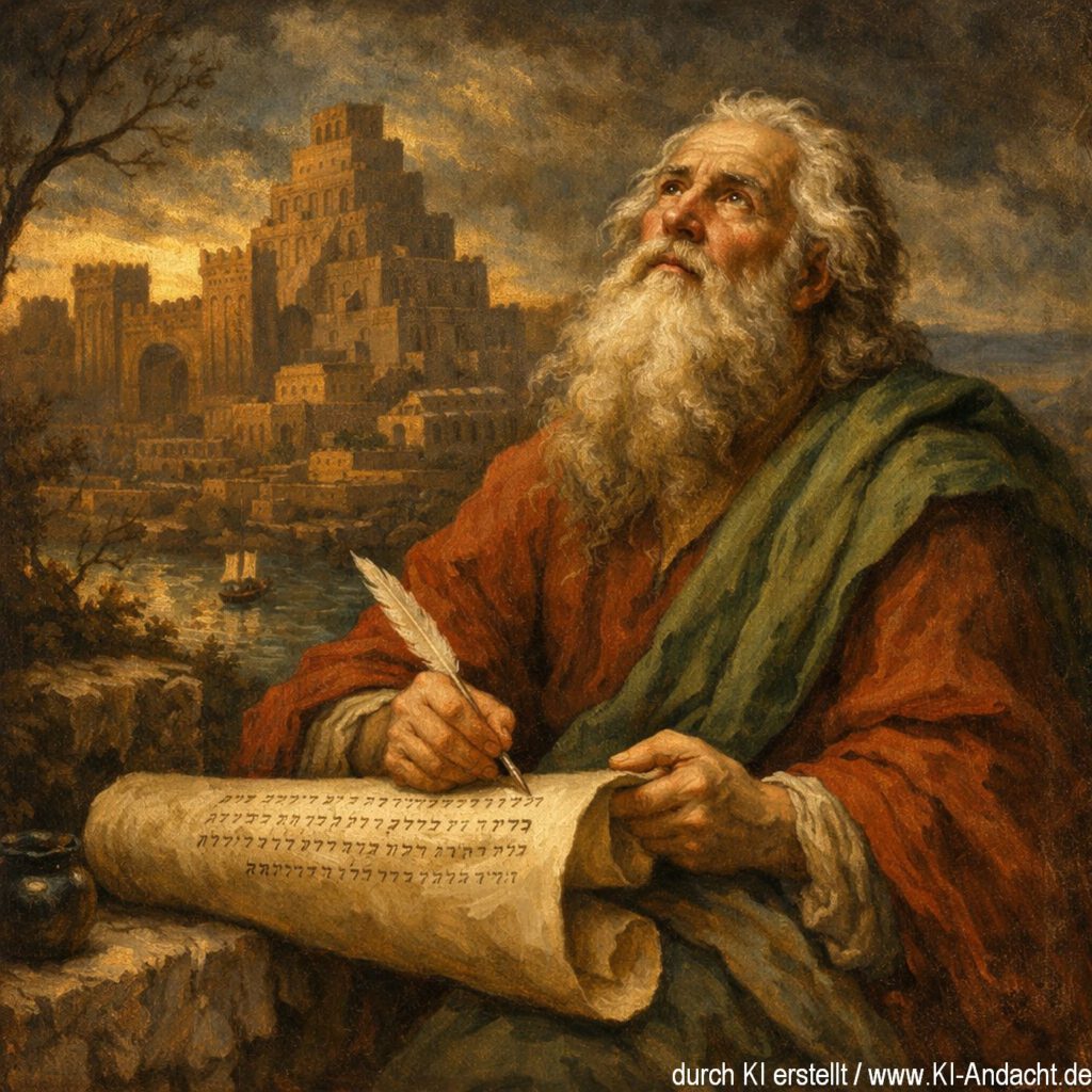 Jeremia beim Schreiben, Sora, prompted by ChatGPT