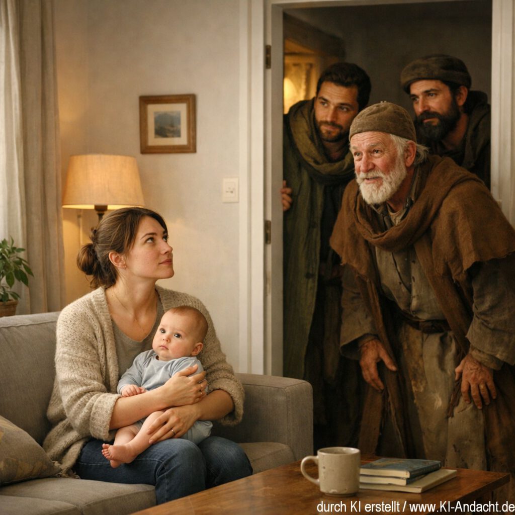 Interessierte Besucher im Wohnzimmer, Sora, prompted by ChatGPT